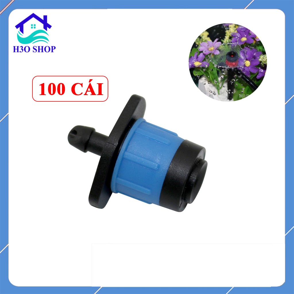 100 cái - Béc tưới gốc - Béc xòe tỏa tròn 360 độ (màu xanh), chân 6mm