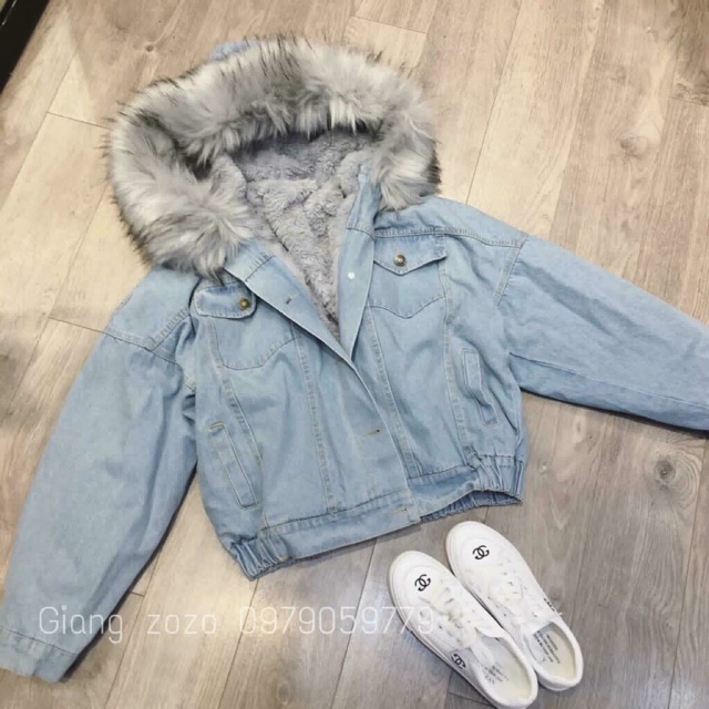 Margone fluffy best sale denim jacket