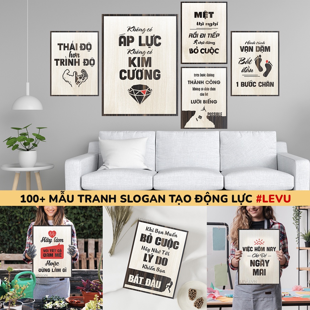 Tranh động lực gỗ handmade decor, tranh khẩu hiệu truyền cảm hứng làm việc hiệu quả 30x40cm