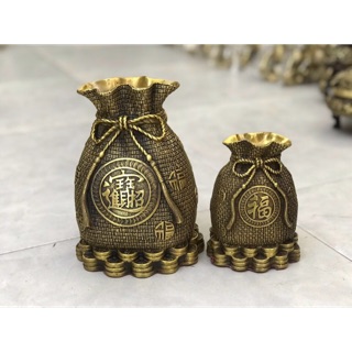 Túi Tài lộc tiền tiết kiệm  Túi lộc đựng gạo vàng tiền xu phong thủy trang trí trưng bày quà tặng