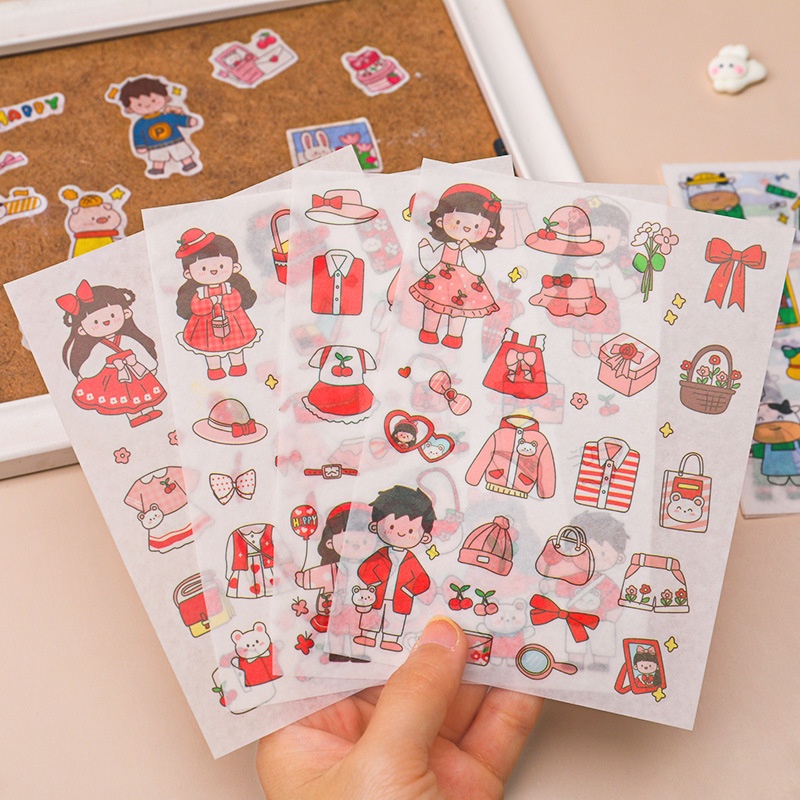 3 Sticker 4 Tấm Chủ Đề Cô Bé, Cậu Bé