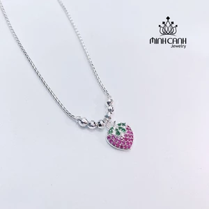Dây Chuyền Bạc Trẻ Em Dâu Tây Mix Bi - Minh Canh Jewelry