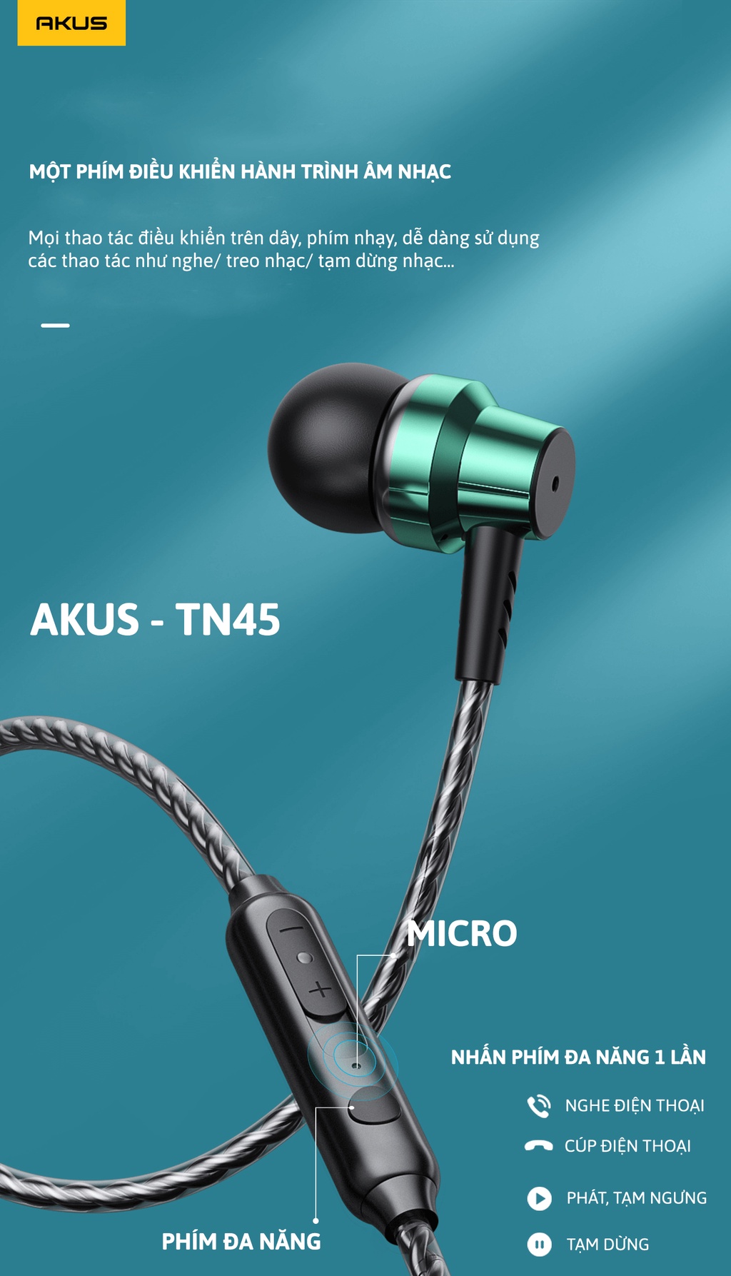 Mô tả Tai nghe nhét tai AKUS-TN45 - Hàng chính hãng - 5