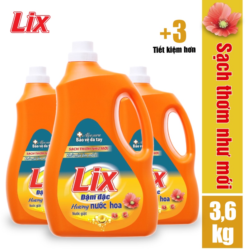 [Mã BMLTA35 giảm đến 35K đơn 99K] Combo 3 chai nước giặt LIX hương nước hoa (3 chai x 3.6kg) NGH10