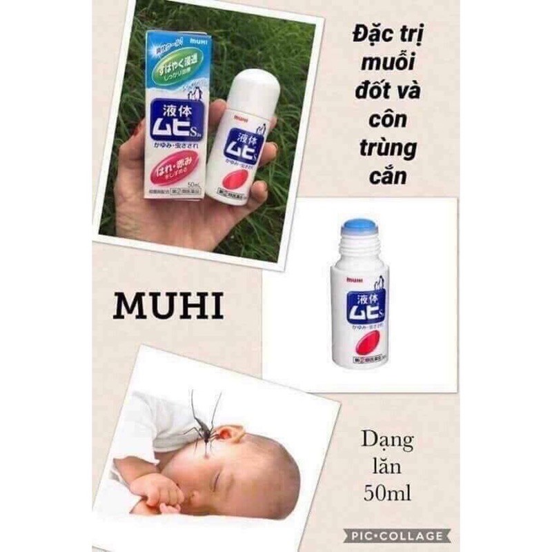 Bôi lăn muỗi côn trùng cắn, đốt Muhi 50ml [ Hàng Nội Địa Nhật ]