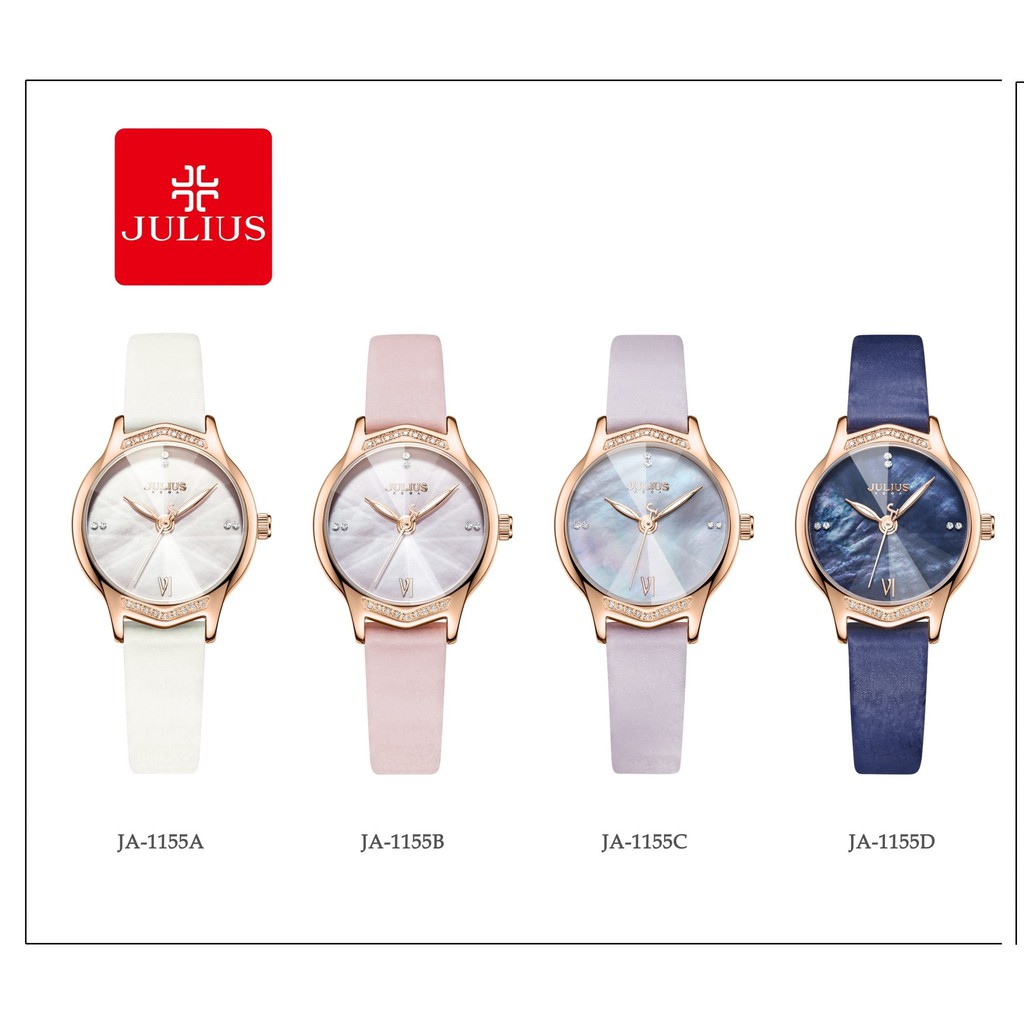 Dây Da Đồng hồ Julius chính hãng Nữ Size 12/14 (4 màu)