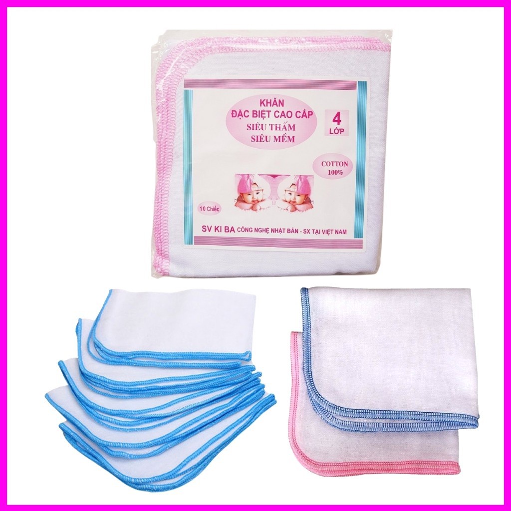 Khăn sửa cho bé, Slot 10 khăn xô sữa siêu thấm, siêu mềm