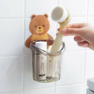Cốc Dán Tường Nhà Tắm Hình Gấu Nâu Dễ Thương - Cốc Đựng Bàn Chải Đánh Răng Nhựa Dầy Bền Đẹp Hàng Cao Cấp GC02