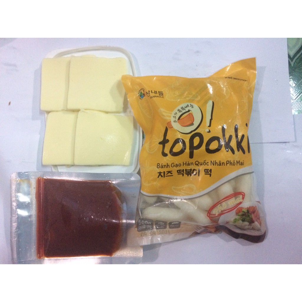 500g BÁNH GẠO NHÂN PHÔ MAI+100G SỐT HÀN QUỐC+100G PHÔ MAI MOZZARELLA