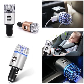 Máy lọc không khí xe hơi công nghệ ion âm  khử mùi kèm 2 cổng sạc nhanh loại tốt