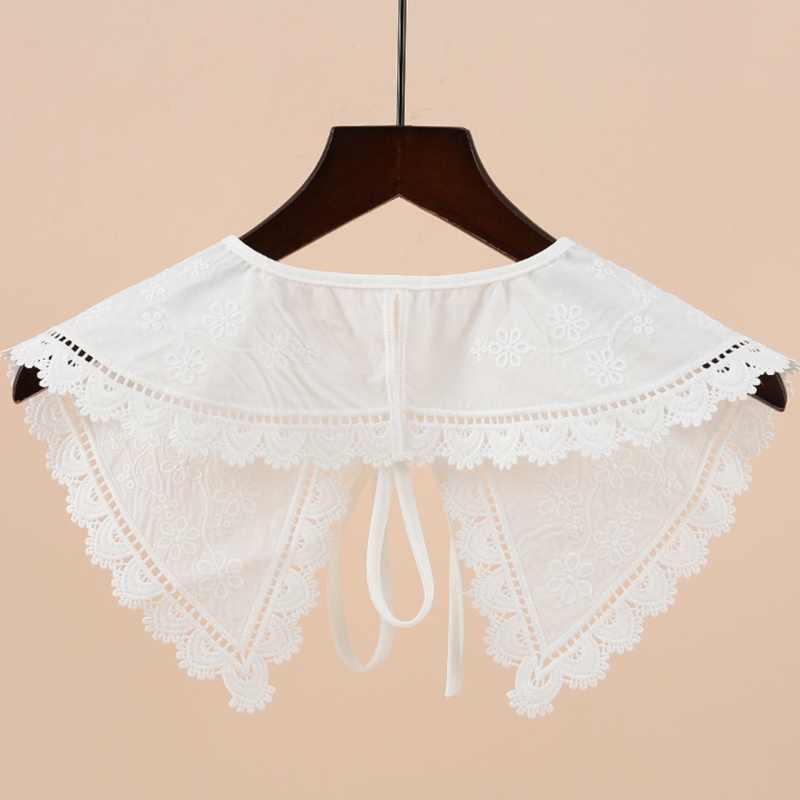 Stylish Fake Collar Dickey for Women Floral Embroidered Lace Shawl Scarf Capelet