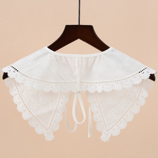 Stylish Fake Collar Dickey for Women Floral Embroidered Lace Shawl Scarf Capelet
