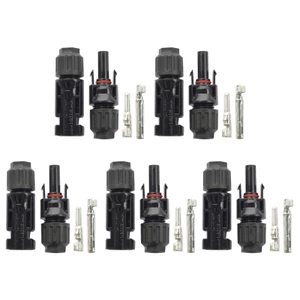 Bộ 5 Cặp Đầu Nối Dây Cáp Tấm Pin Năng Lượng Mặt Trời Chống Thấm Nước Phích Cắm Đực / Cái