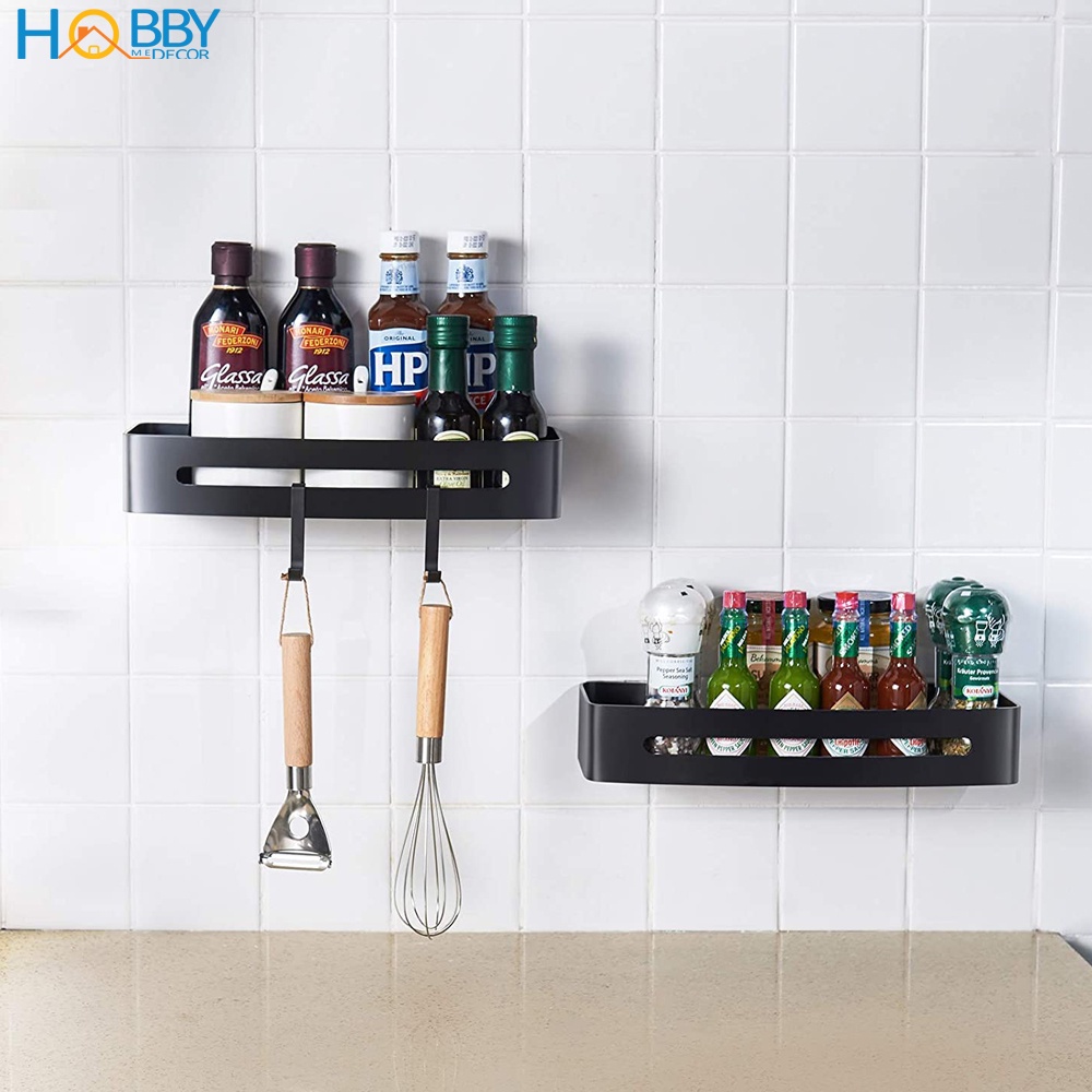 Kệ chữ nhật phòng tắm màu đen Inox 304 gắn tường Hobby Home Decor KCN3