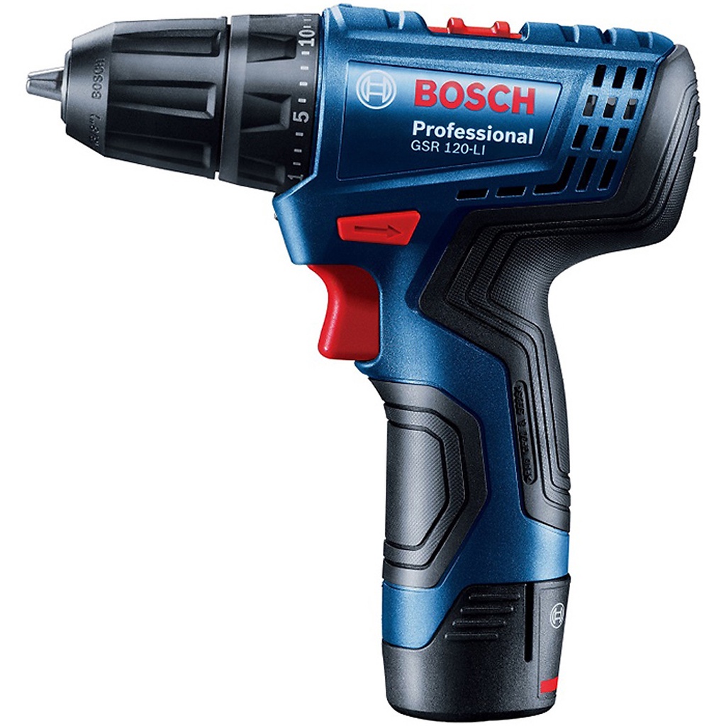 Máy Khoan Vặn Vít Dùng Pin Bosch GSR 120-LI (1 Pin, 1 Sạc) có kèm mũi khoan mũi vít