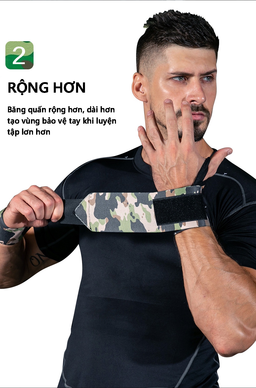 Mô tả Băng Quấn Bảo Vệ Cổ Tay Hàng Chính Hãng Băng Quấn Thể Thao Tập Gym Chất Liệu Polyester Chắc Chắn Cleacco Camo Boro Sport - 4