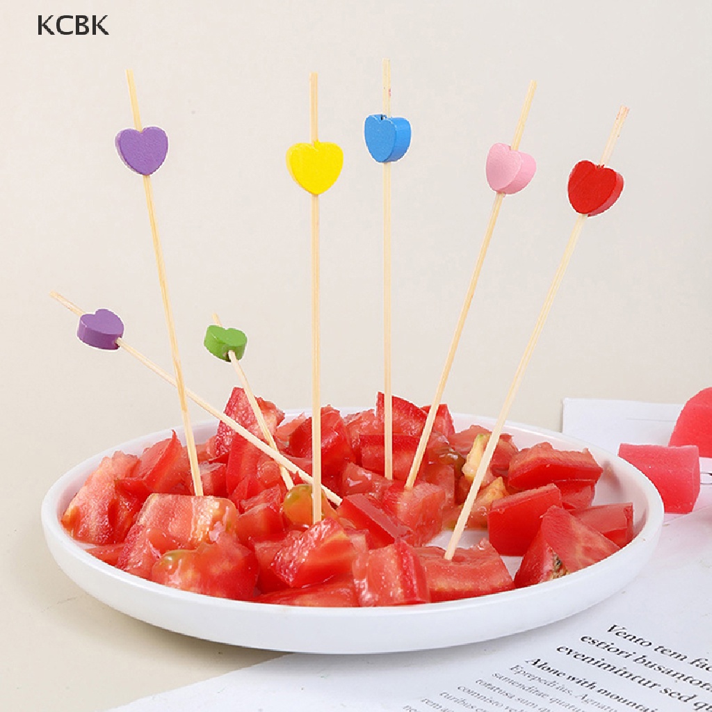 Set 100 Xiên Gỗ Tre Ăn Trái Cây Hình Trái Tim