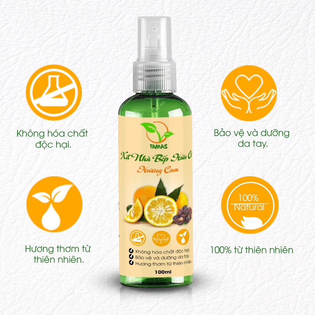 Ảnh Xịt nhà bếp đa năng TAMAS chai 100ml, Nước lau bếp hữu cơ- Làm sạch, khử mùi, khử khuẩn bếp và vật dụng nhà bếp 3