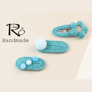 Combo 3 kẹp tóc len Handmade đẹp giá tốt đẹp và tiện dụng dành cho các bạn gái |Shop Rô Handmade