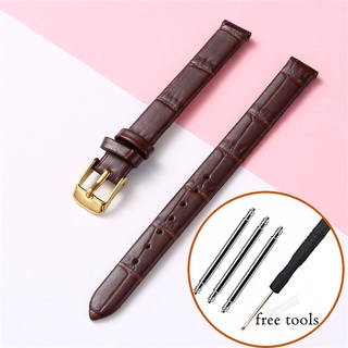 Dây Đeo Đồng Hồ Bằng Da Thật Kích Thước Nhỏ 8mm 10mm 12mm 14 16 18 20mm Kèm Khóa Kim Loại Màu Vàng Hồng Dành Cho Nữ