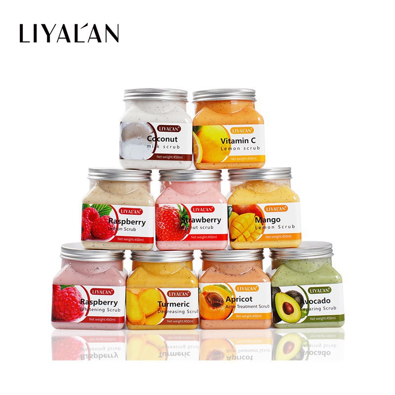 Ảnh Kem tẩy tế bào chết LIYALAN chiết xuất trái cây tự nhiên dưỡng ẩm làm trắng da chuyên dụng 450g 2