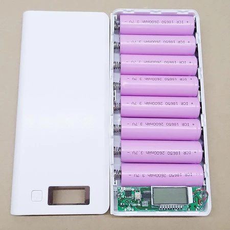 Hộp đựng pin dự phòng 8 cell có 2 đèn led Box sạc dự phòng 8 cell mạch sạc dự phòng dùng pin sạc 18650