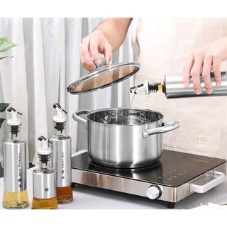 Chai chiết đựng  dầu , giấm , nước mắm thủy tinh bọc inox  300ml có Đầu Vòi nắp Chống Rót Tràn
