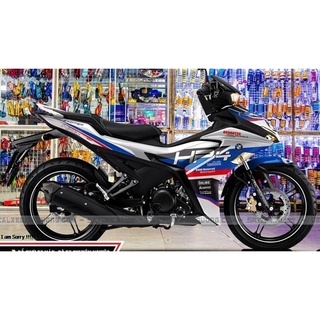Tem trùm xe exciter 155 BMW HP4 TRẮNG XANH đẹp - Tem dán xe máy exciter 155 TRẮNG XANH thiết kế theo yêu cầu - tem trùm