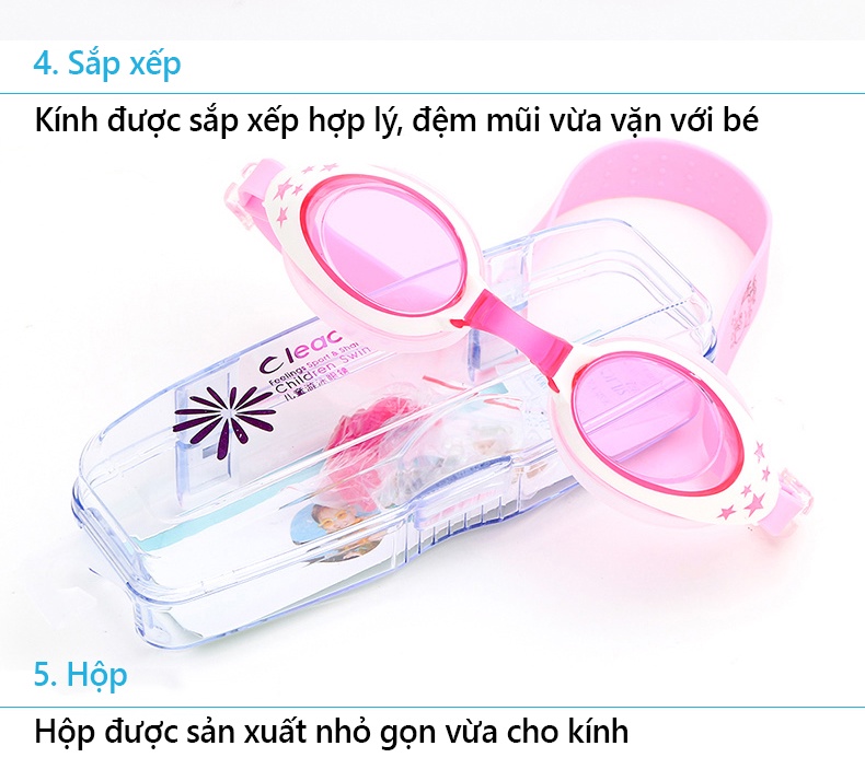 Mô tả Kính Bơi Cho Trẻ Em Chuyên Dụng YESURE CLEACCO cao cấp chống tia UV ,chống sương mờ chất liệu ABS, BORO SPORT - 11