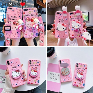 Ốp điện thoại mềm hình hello kitty có gương/dây đeo thích hợp cho iPhone x xs 8 7 6 6s plus