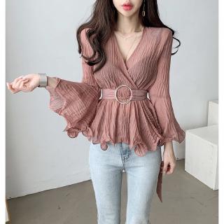 Áo Sơ Mi chiffon Tay Dài Dáng Ôm Phong Cách Hàn Quốc baju baju wanita Lenan panjang