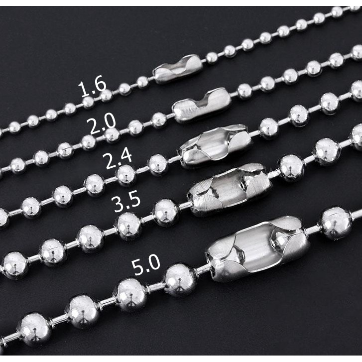 Dây chuyền nam nữ unisex inox bi tròn cỡ nhỏ nhiều size không gỉ