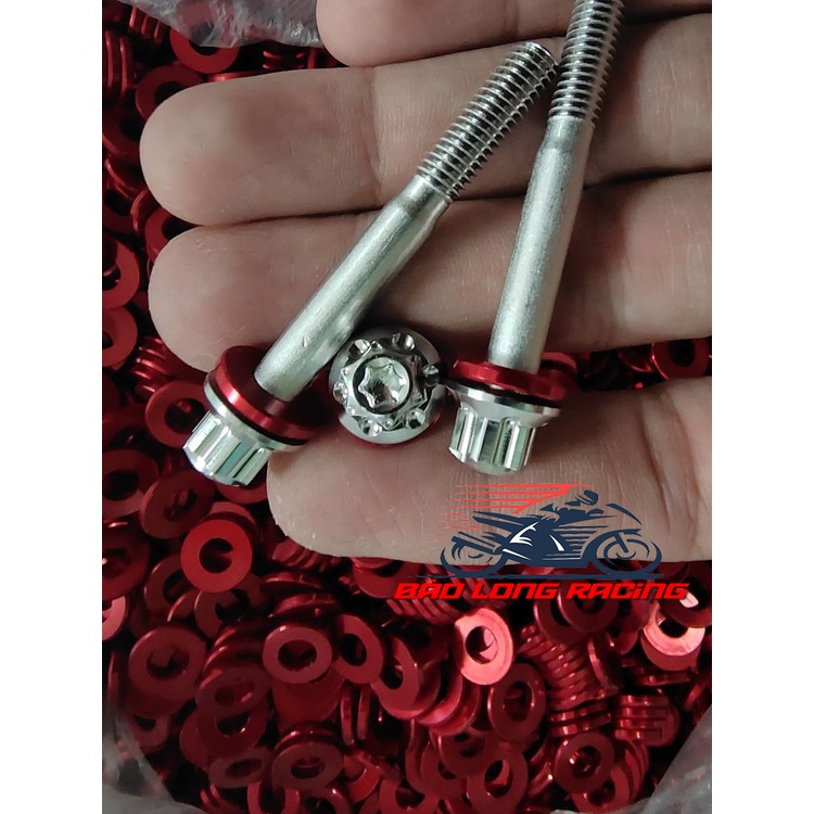 10 Long Đền nhôm 6li gắn ốc lốc máy màu Đỏ siêu rẻ đẹp