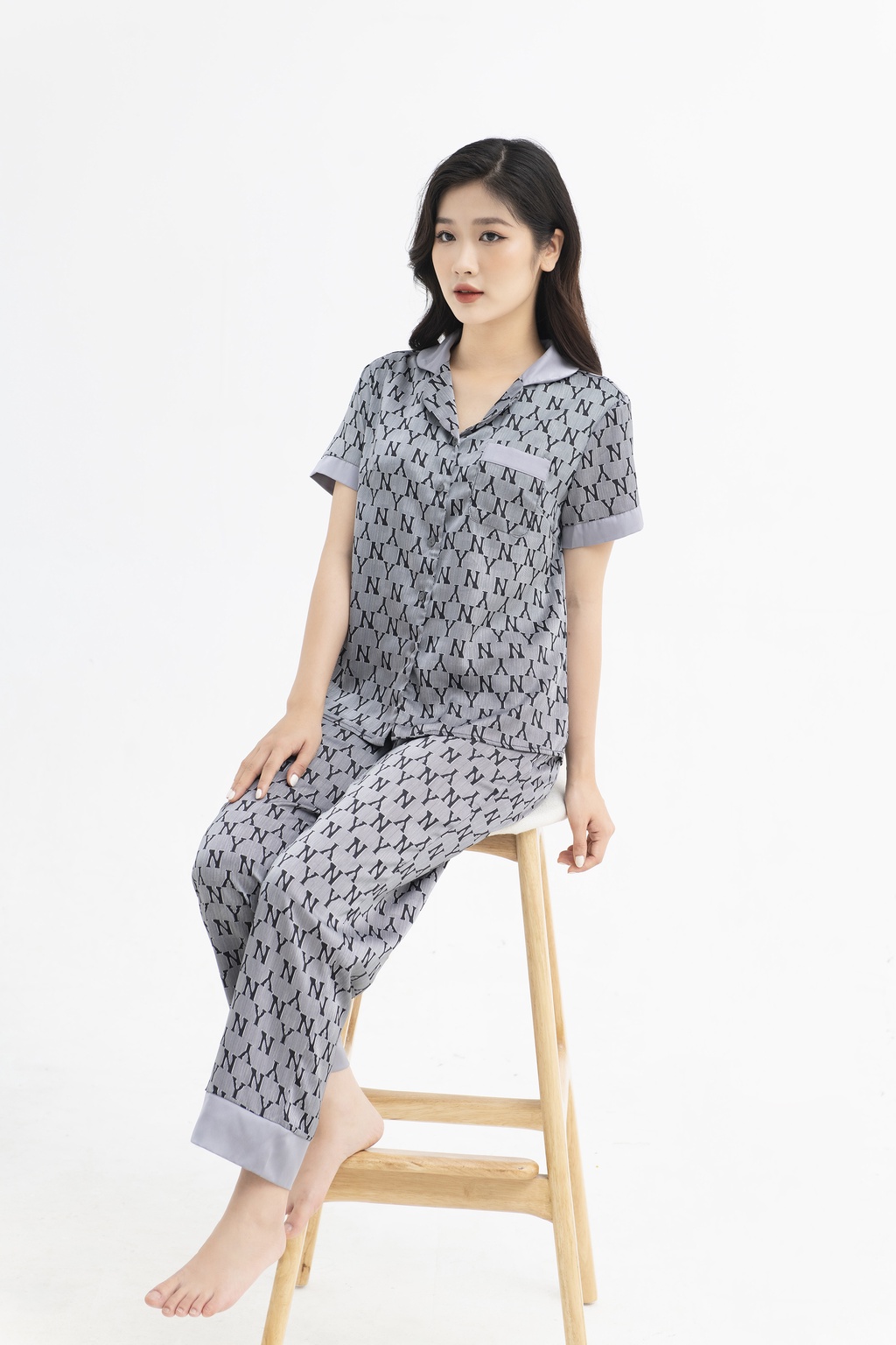 Mô tả Đồ Ngủ Pijama Lụa Satin Nhật Cao Cấp Cộc Tay JAPAN SILK Họa Tiết Sang Trọng - 12