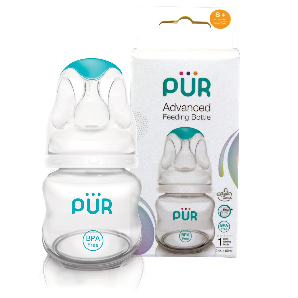Ảnh Bình sữa cổ thường Pur Advanced 60ml có sẵn 1 núm size S (0-3th) trong bình 3