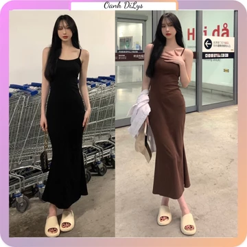 (sẵn) Váy 2 dây body sexy, váy body dáng dài đuôi cá chất liệu cao cấp tôn dáng order nhà OANH DILYS