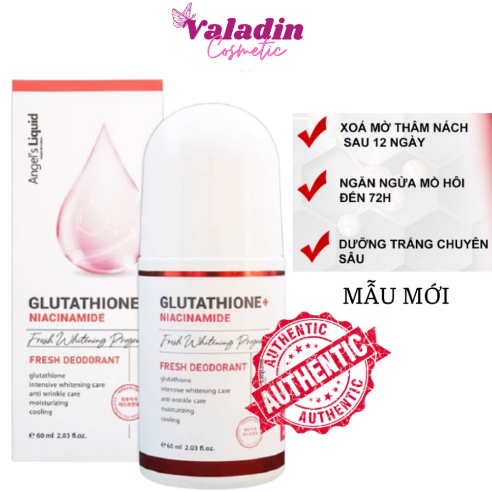 angel's liquid glutathione lăn nách Lăn khử mùi nữ ANGELS LIQUID Glutathione+Niacinamide Fresh Deodorant 60ml/ Lăn  nách Angel s Liquid