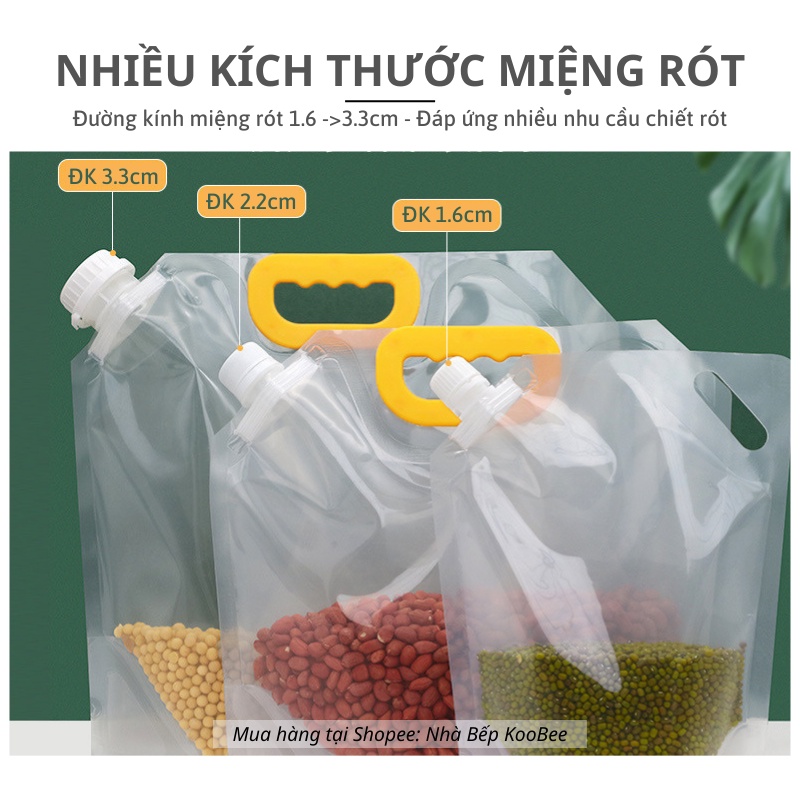 Túi Đựng Thực Phẩm Khô KOOBEE – Có Tay Cầm, Nắp Đậy Chống Ẩm, Tái Sử Dụng, Đựng Ngũ Cốc Hạt Khô Nhiều Kích Thước