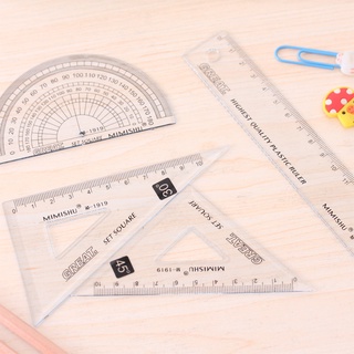 Bộ 4 Thước Nhựa Eke, Đo Độ 15Cm Mimishu Xanh Túi Zip - Thỏ Hồng VPP