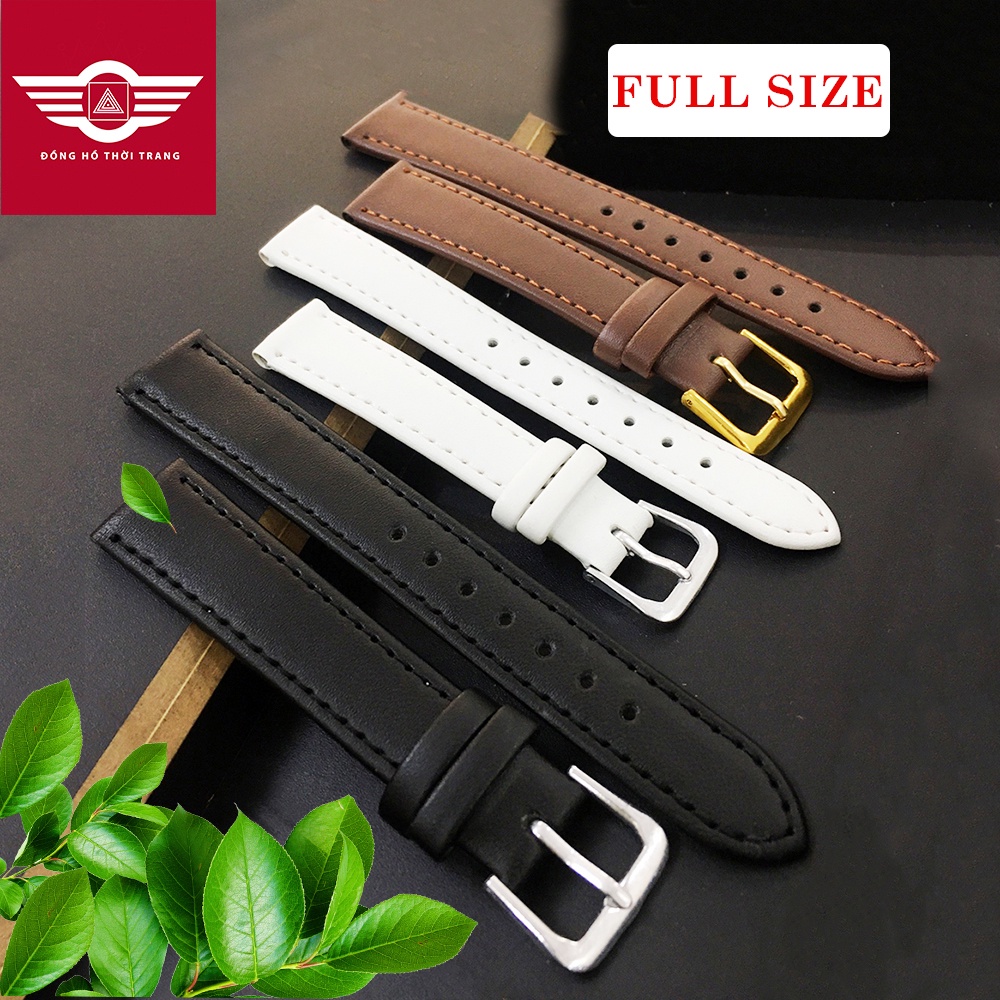 [SẴN HÀNG] Dây đồng hồ da PU siêu mềm full size 12,14,16,18,20,22,24mm 3 màu siêu