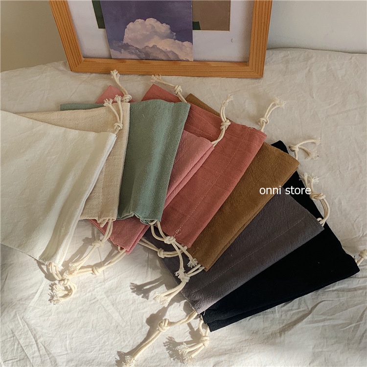 Túi Dây Rút Mini Vải Lanh Cotton Thiết Kế Đơn Giản Phong Cách Hàn Quốc ...