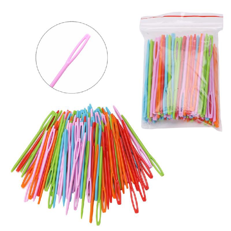 100 Chiếc Kim Khâu Bằng Nhựa 7Cm Đầy Màu Sắc Cho Trẻ Em