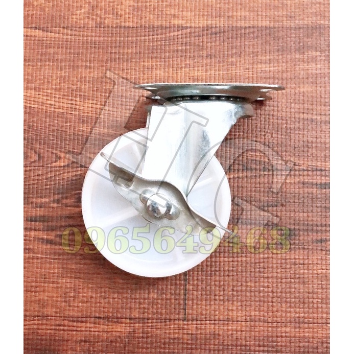 Bánh Xe Nhựa Trắng Bánh Phanh, Bánh Xoay Đủ Cỡ 5cm 6cm 7cm