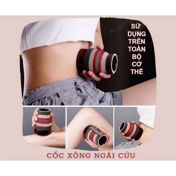 Bộ cốc giác hơi ngải cứu, cốc xông ngải cứu, hộp ngải đoạn 108 viên,tinh dầu massage ngải cứu
