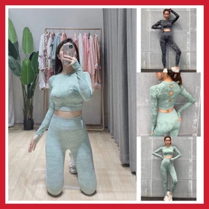 Đồ tập gym , bộ đồ tập thể thao nữ dài tay xanh mint Gymshark