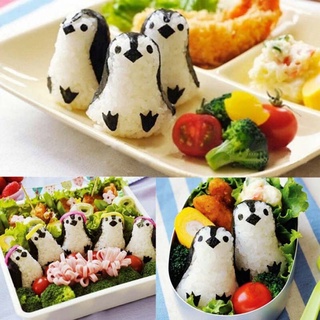 Dễ Thương Hình Chim Cánh Cụt Cơm Bóng Khuôn DIY Hoạt Hình Động Vật Cói Sushi Bento Máy Làm Khuôn Với Rong Biển Nori Biểu Hiện Cắt Bento Hộp Phụ Kiện