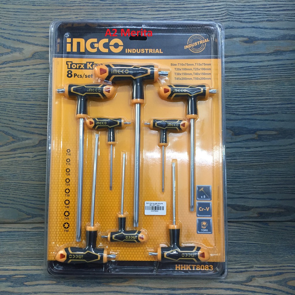 INGCO Torx Schlüssel Set – 8 Stück, T10 Bis T50, Cr-V, Verchromt