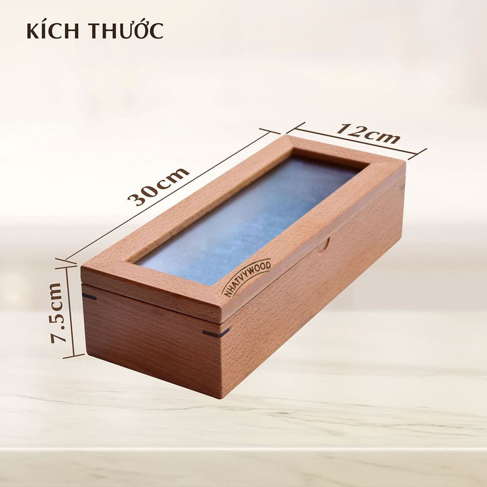 Hộp đựng đũa muỗng thìa có nắp đậy bằng gỗ Sồi cho nhà hàng khách sạn Nhatvywood NV5331
