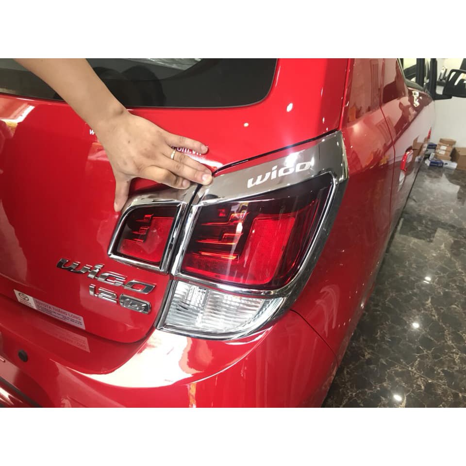 Ốp viền đèn pha, viền đèn hậu xe TOYOTA WIGO 2018-2020,MẪU MẠ CROM