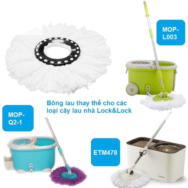 Bông lau thay thế Mop Heads dành cho bộ lau nhà Walkable MOP-L003 , MOP--Q2-1, ETM478 của Lock&Lock - BABYHOPHCM